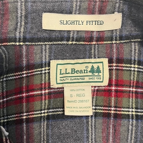 L.L. Bean Mens Grey Stewart Scotch Plaid Flannel Slightly Fittd LS Shirt Sz SM R - Picture 5 of 10